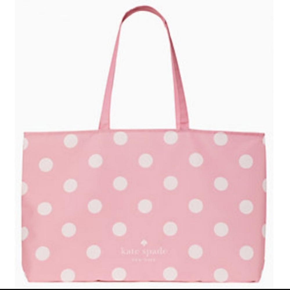 Kate Spade New York Cotton Candy Canvas Tote Bag Pink Polka Dot NWT  1 LEFT! - Picture 2 of 13